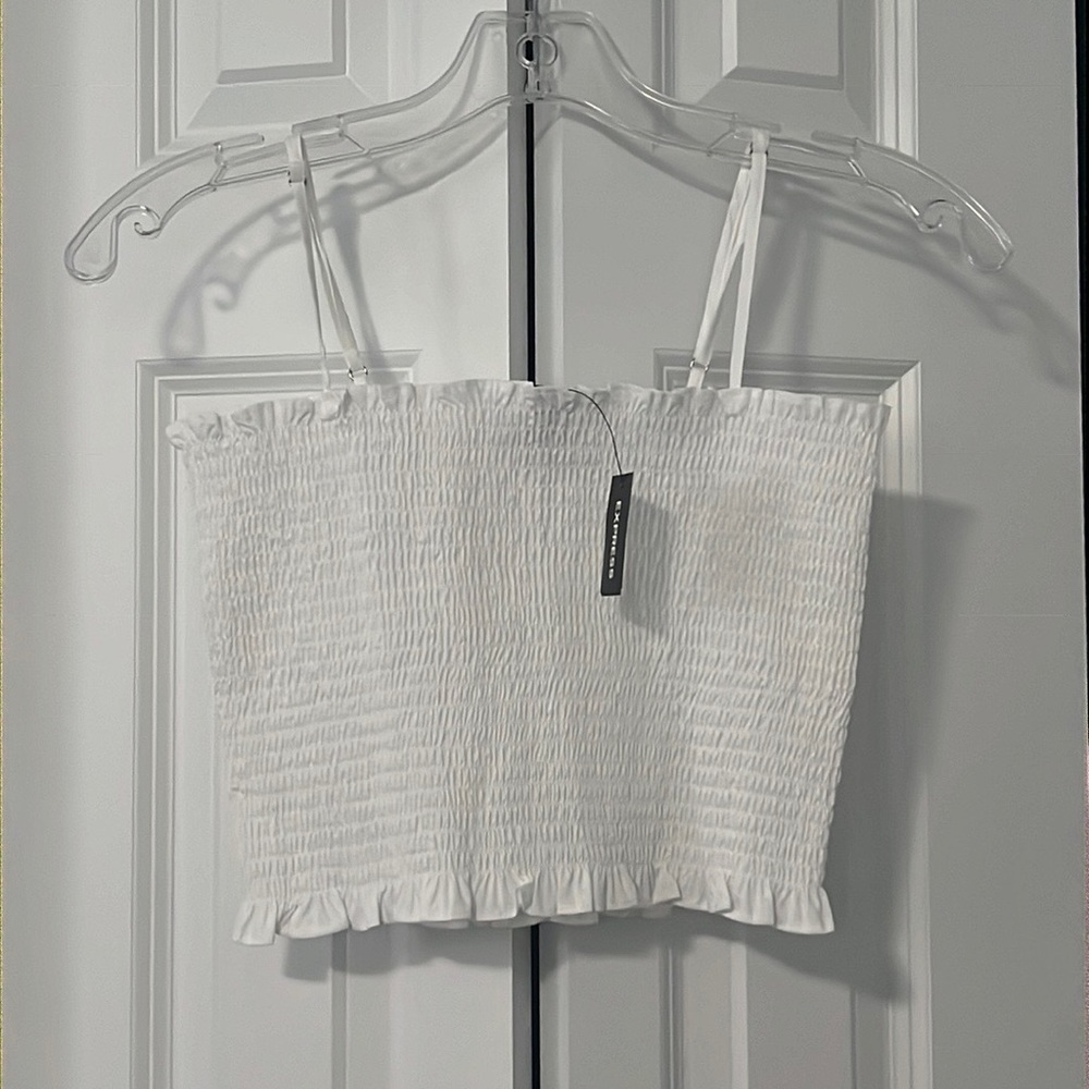 Express White Shirred‎ Top Size XS